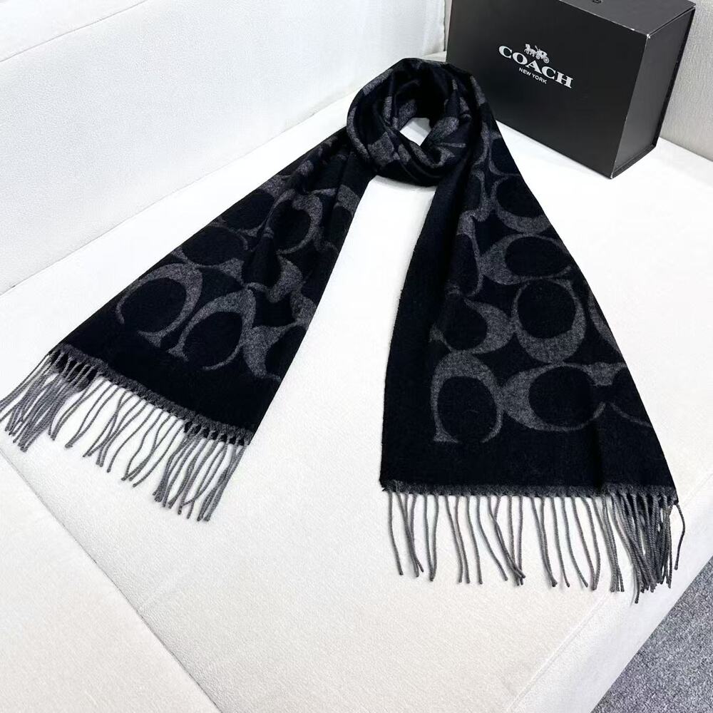 Coach black logo pattern scarf